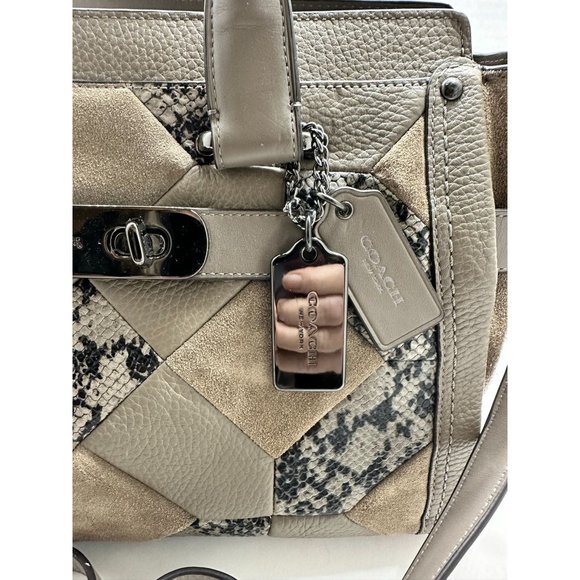 COACH SWAGGER PATCHWORK CARRYALL MULTI-COLOR SATCHEL BAG - Picture 3 of 9